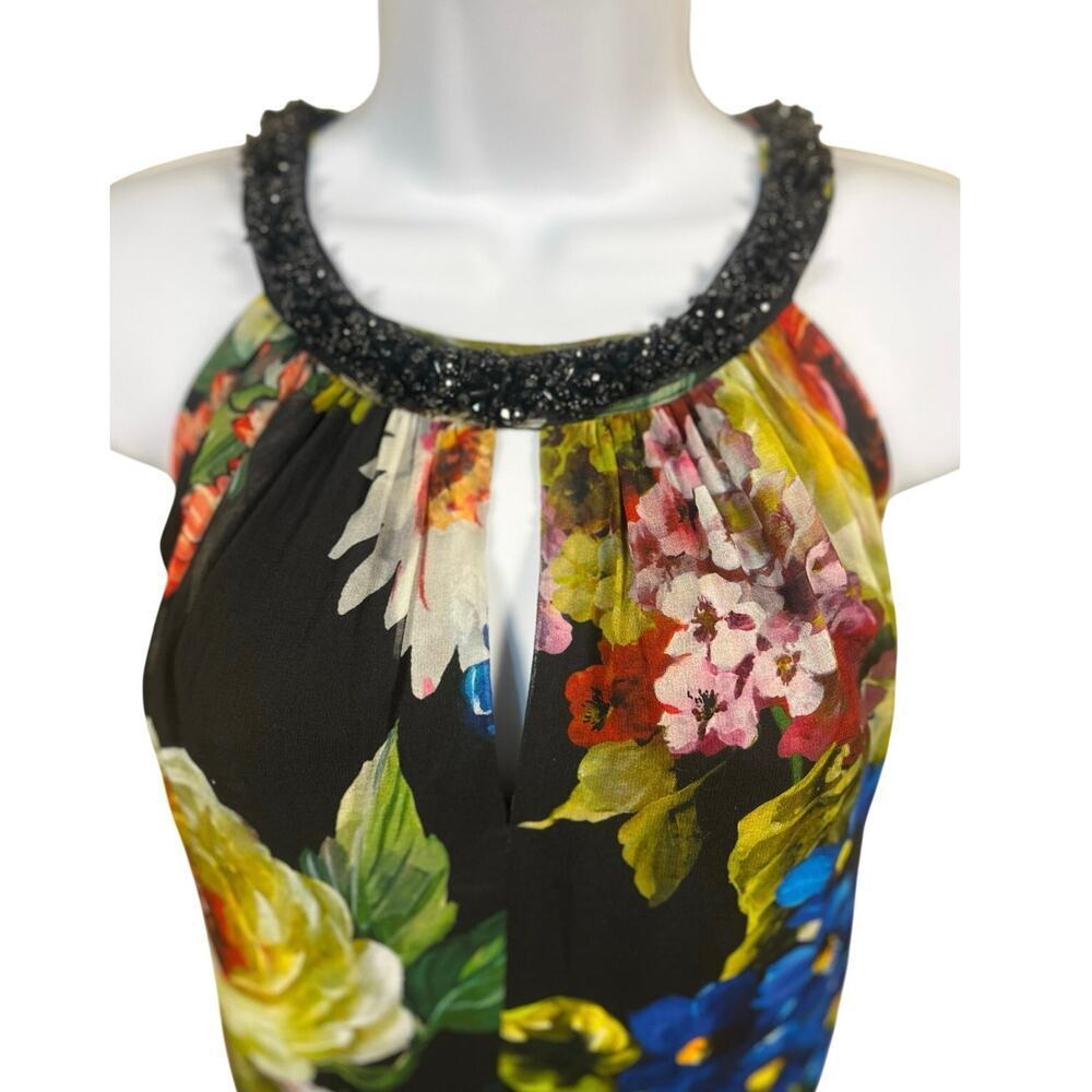 NWT Teri Jon Rickie Freeman Beaded Sleeveless Floral Maxi Dress Gown Sz 12 $760 - Picture 6 of 15